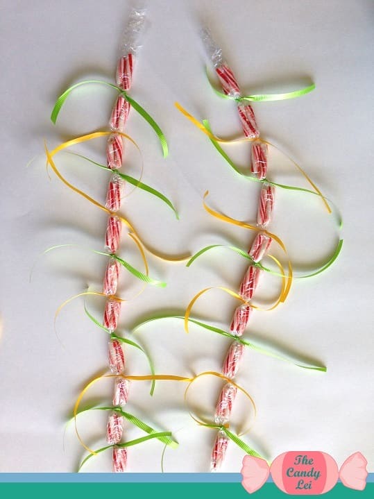 Tie candy cane lei