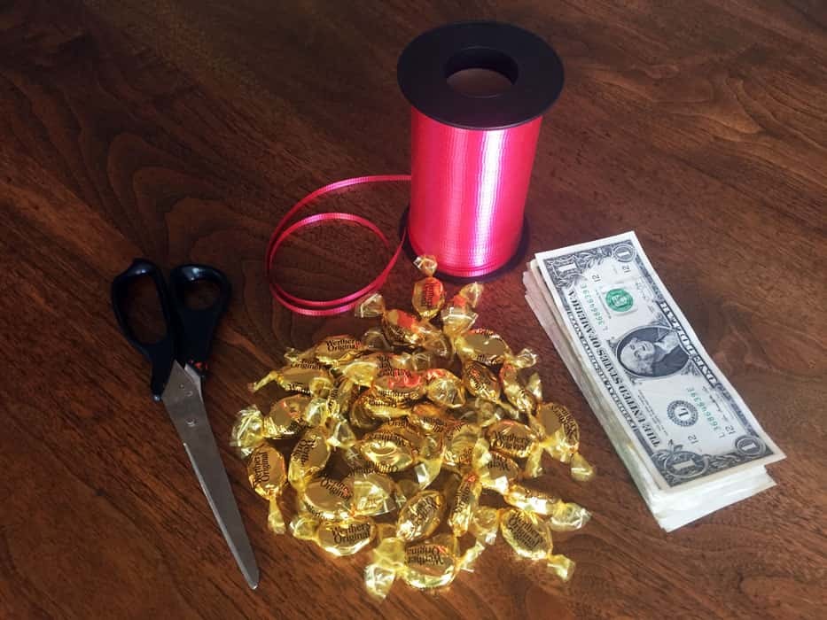 Materials needed to make a money lei