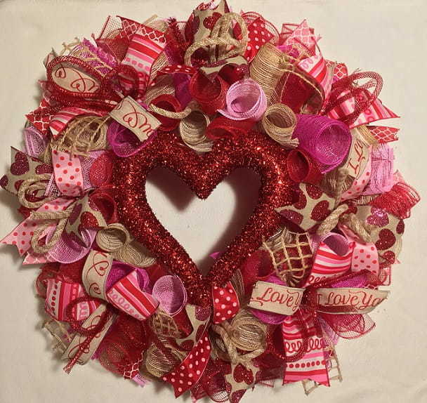 Love this bright Valentine's Day Wreath