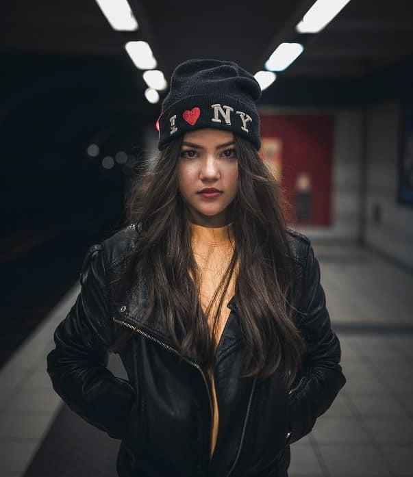 Girls Senior picture in the subway