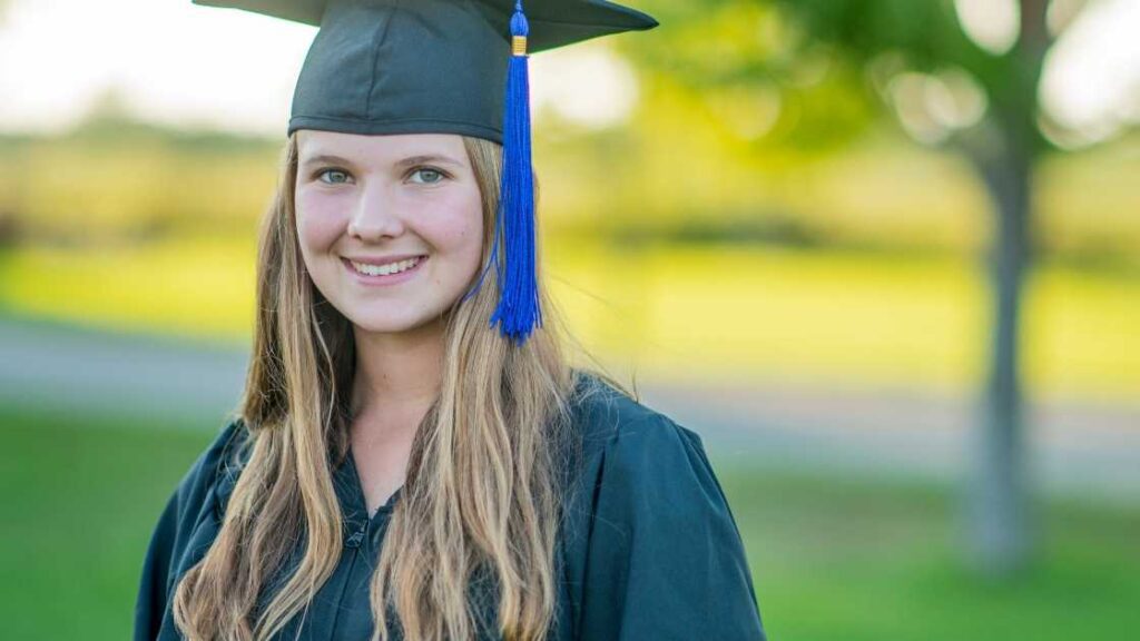 High school graduation female student