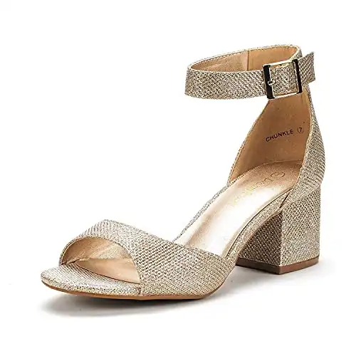 Women's Gold Glitter Low Heel
