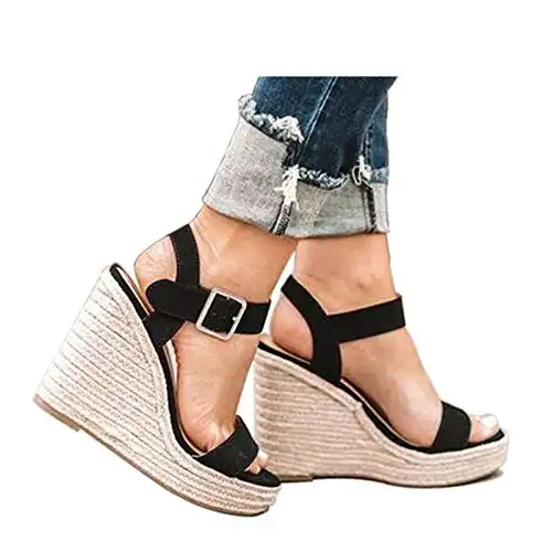 Platform Ankle Strap Open Toe Wedge Sandals