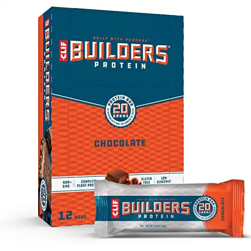 CLIF BUILDERS - Protein Bars - Chocolate - 20g Protein - Gluten Free (2.4 Ounce, 12 Count)