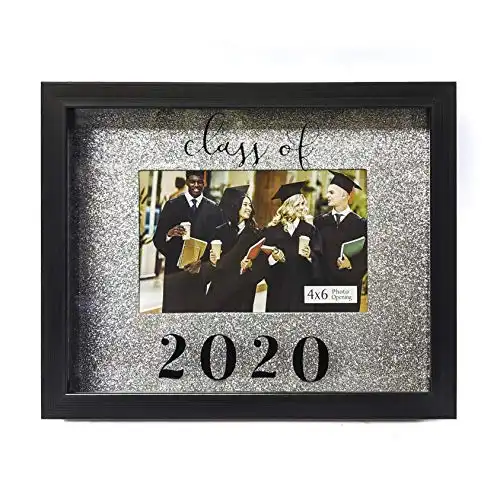 PRINZ Graduation Picture 4 6-inch Photo Opening Class of 2020 Silver Glitter Background Shadowbox Frame