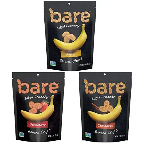 Bare Baked Crunchy Banana Chips, Variety Pack, Gluten Free, 2.7 Ounce Bag, 6 Count