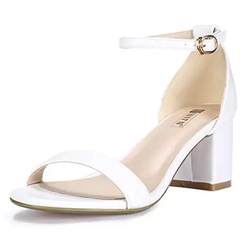 Women's Cookie-LO Low Block Heels white shoes for graduation