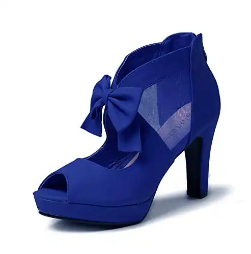 Open Toe Women Platform High Heel Blue Graduation Shoes