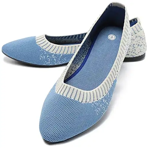 Rominz Women’s Flats Shoes Ballet Flats for Women Pointed Toe Comfortable Dress Shoes(Blue Sky, US10)
