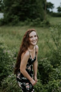 laughing women in spring senior picture